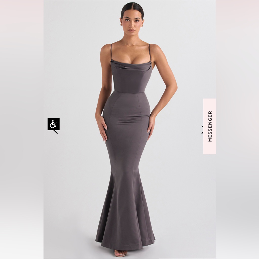 House Of Cb - Violette - Shadow Satin Fishtail Gown